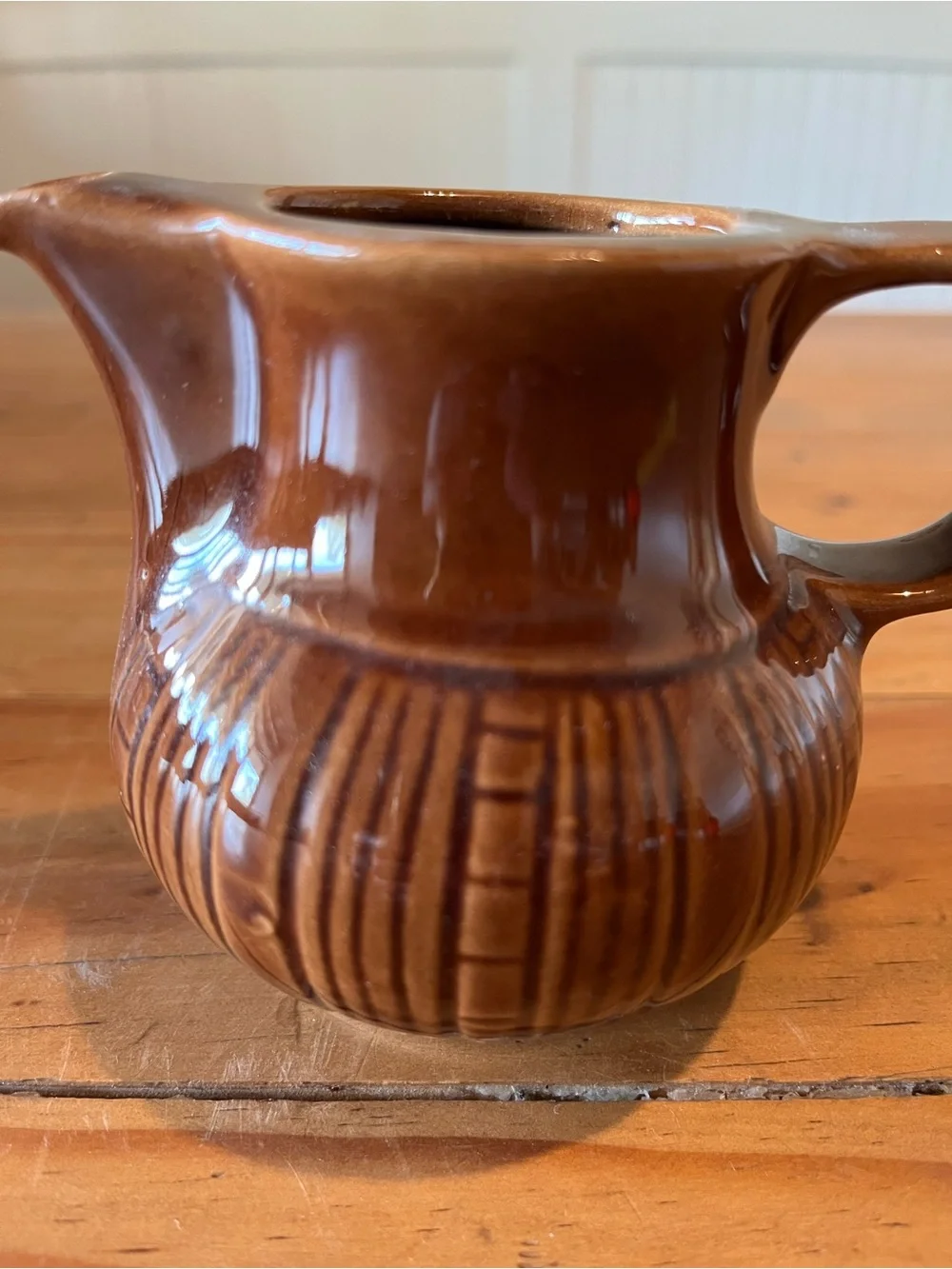 Vintage Brown Ceramic Pitcher Vase